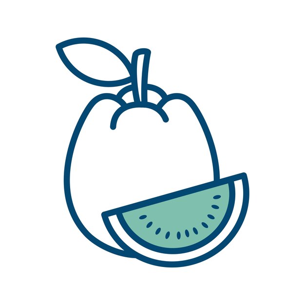 Plantilla de diseño vectorial de icono de fruta de guayaba en fondo blanco.