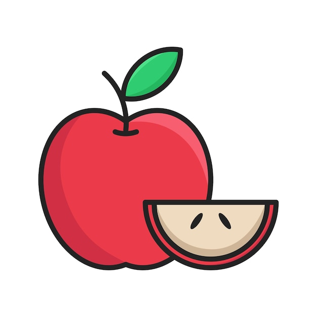 plantilla de diseño vectorial de icono de fruta de manzana en fondo blanco