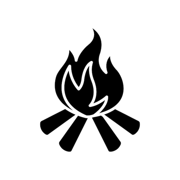 plantilla de diseño vectorial de icono de fuego de campamento con fondo blanco
