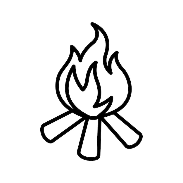 plantilla de diseño vectorial de icono de fuego de campamento con fondo blanco