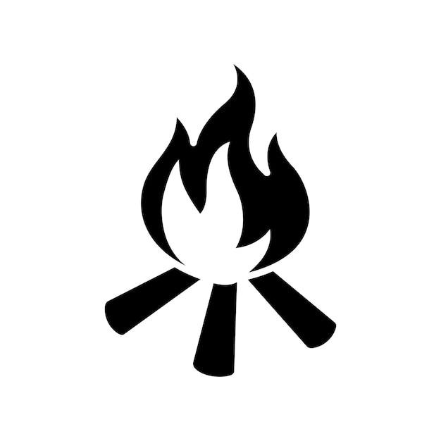 plantilla de diseño vectorial de icono de fuego de campamento con fondo blanco
