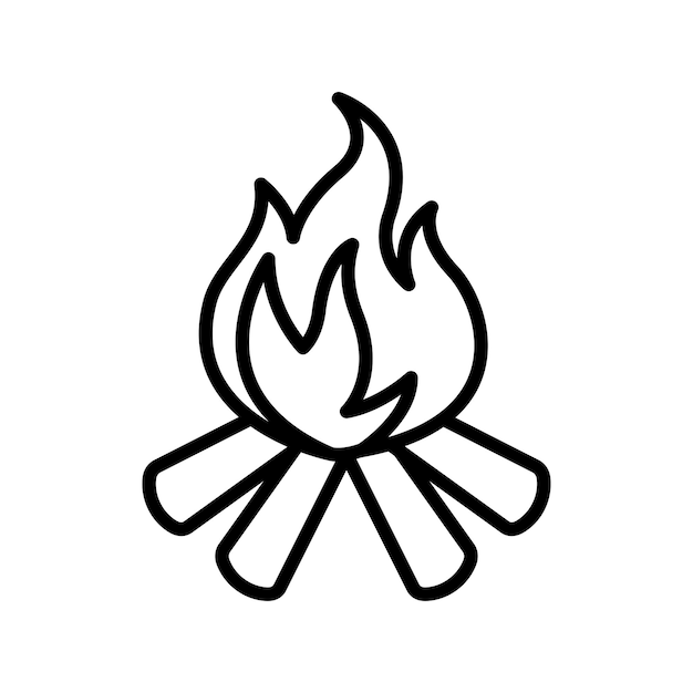 plantilla de diseño vectorial de icono de fuego de campamento con fondo blanco