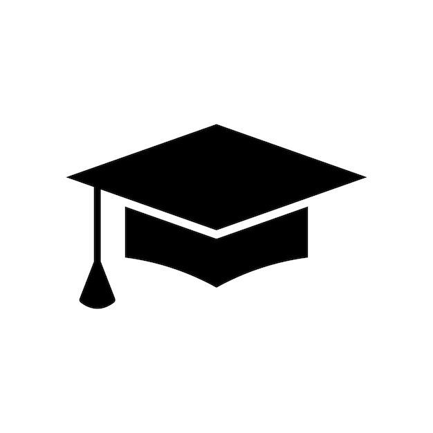 Plantilla de diseño vectorial de icono de gorro de graduación en fondo blanco