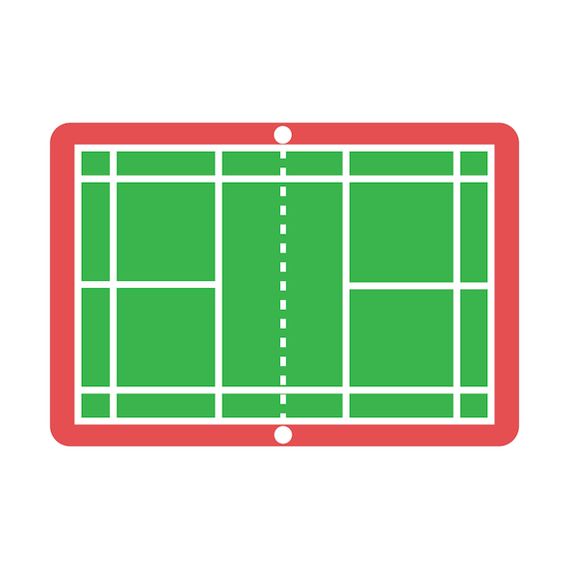 plantilla de diseño vectorial del icono del logotipo de la cancha de bádminton
