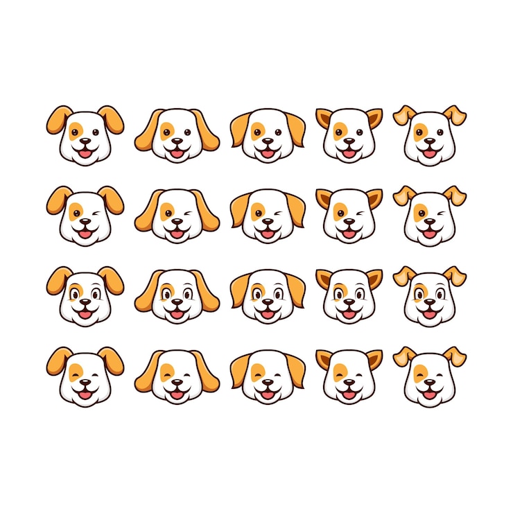 Vector plantilla de diseño vectorial del icono del logotipo del perro lindo naranja blanco