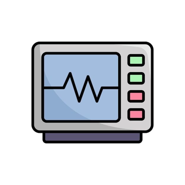 La plantilla de diseño vectorial del icono de la máquina de ECG es simple y limpia