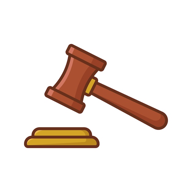 Plantilla de diseño vectorial de icono de martillo de justicia en fondo blanco