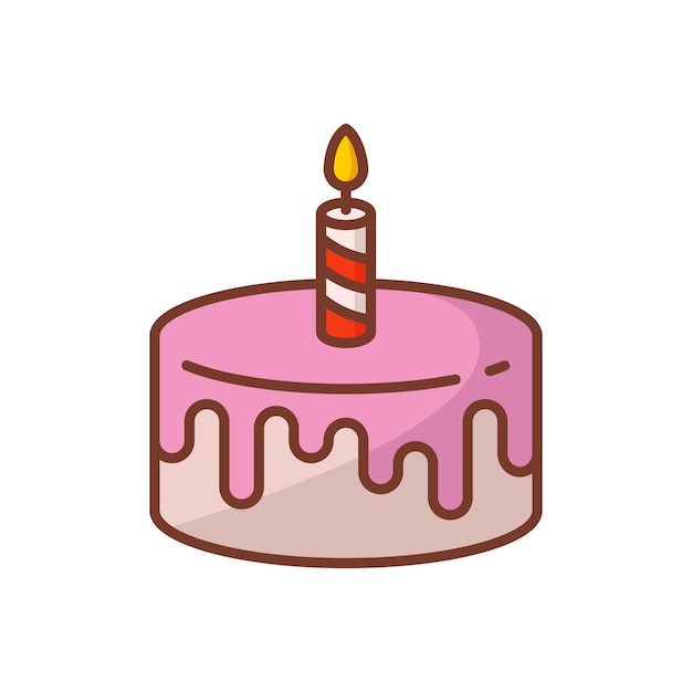 plantilla de diseño vectorial de icono de pastel de cumpleaños en fondo blanco