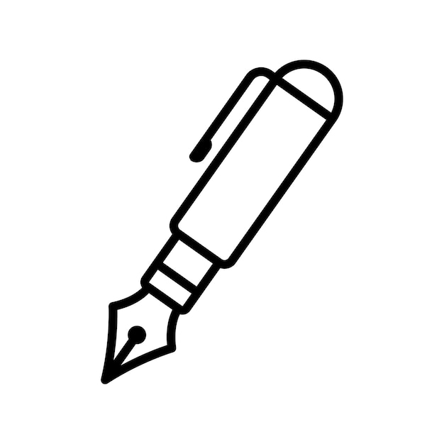 Plantilla de diseño vectorial de icono de pluma estilográfica en fondo blanco