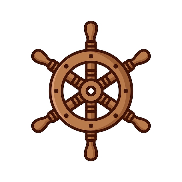 plantilla de diseño vectorial de icono de rueda de barco en fondo blanco