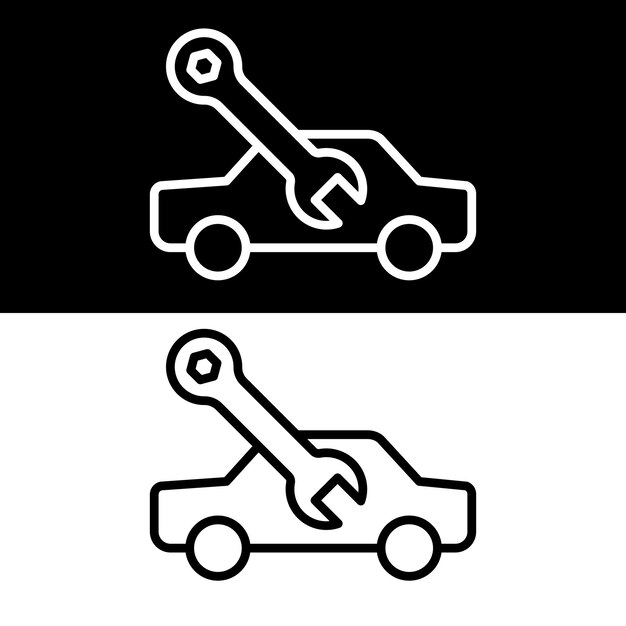 plantilla de diseño vectorial de icono de servicio de automóviles en blanco y negro