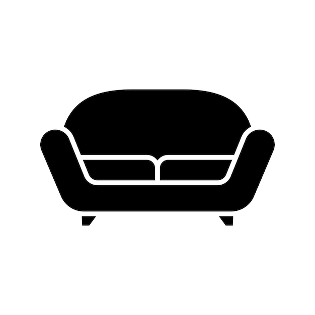 Plantilla de diseño vectorial de icono de sofá en fondo blanco.