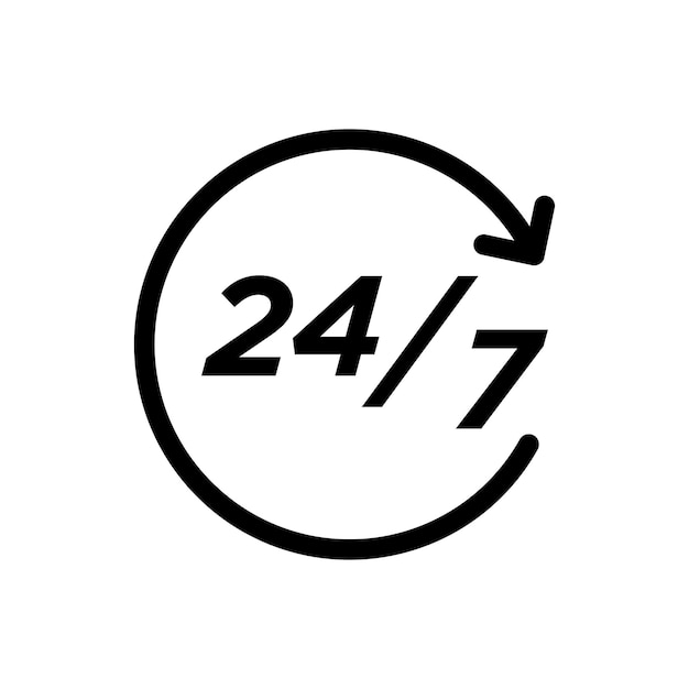 La plantilla de diseño vectorial de iconos de 24 horas es simple y limpia