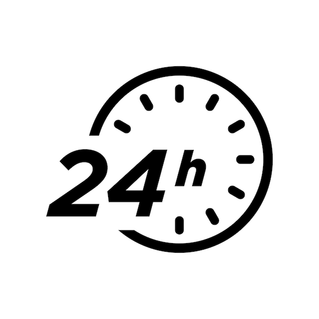 La plantilla de diseño vectorial de iconos de 24 horas es simple y limpia