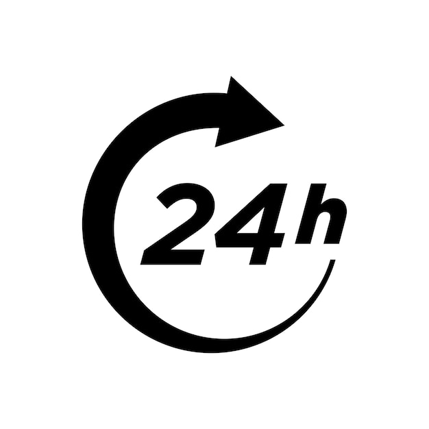 La plantilla de diseño vectorial de iconos de 24 horas es simple y limpia