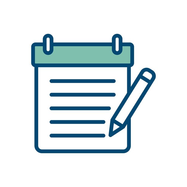 plantilla de diseño vectorial de iconos de bloc de notas con fondo blanco