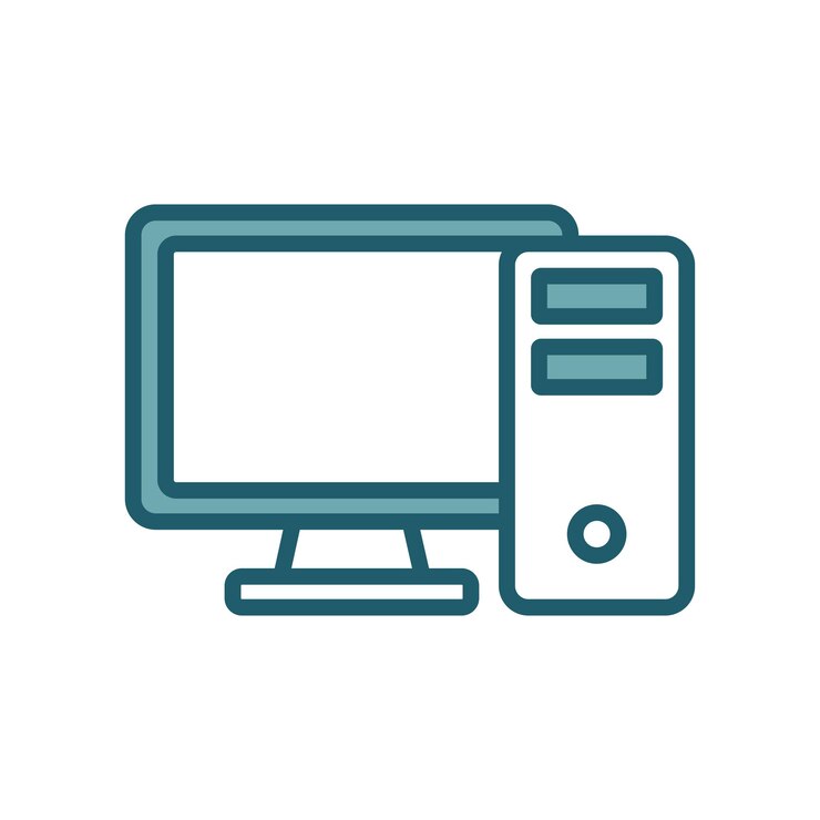 Vector plantilla de diseño vectorial de íconos de computadora de escritorio simple y limpia