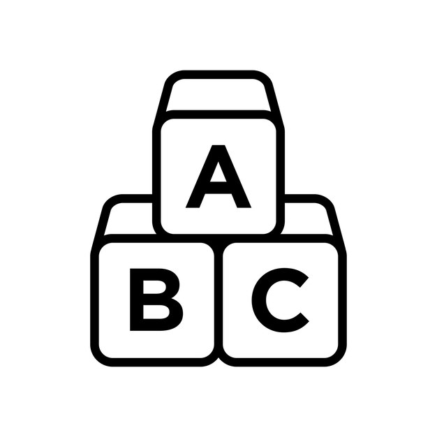 Plantilla de diseño vectorial de iconos de cubos abc en fondo blanco