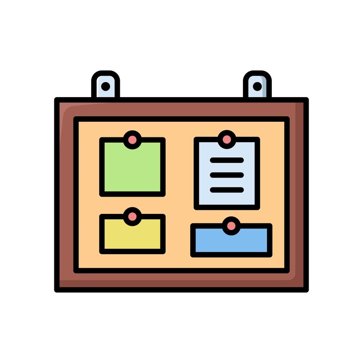 Vector plantilla de diseño vectorial de iconos de tablero de corcho simple y limpio