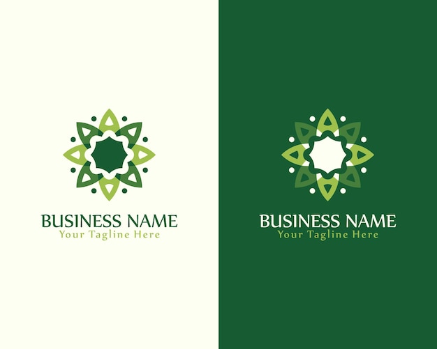 La plantilla de diseño vectorial de la ilustración del logotipo de la atención médica natural de la flor de mandala verde