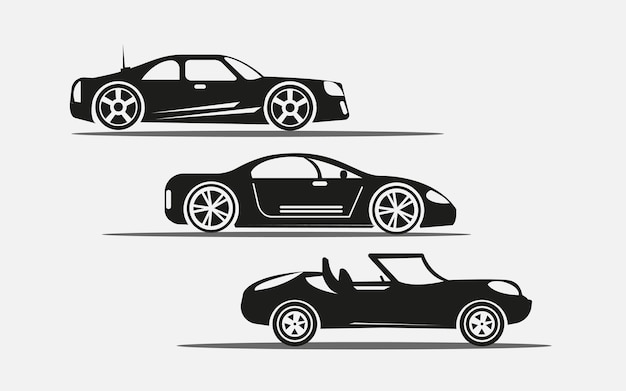 plantilla de diseño vectorial de ilustraciones de silueta de automóviles