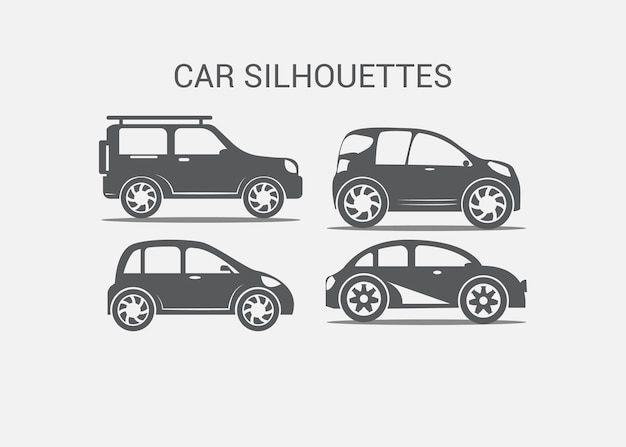 plantilla de diseño vectorial de ilustraciones de silueta de automóviles