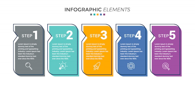 Plantilla de diseño vectorial infografía con 5 opciones o pasos