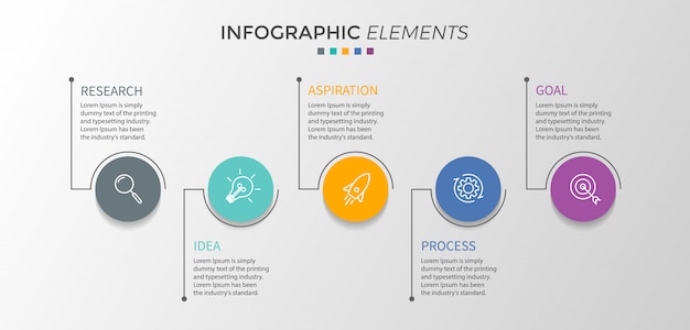 Vector plantilla de diseño vectorial infografía con cinco opciones o pasos.