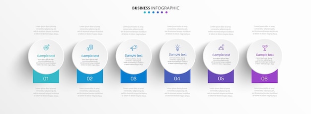 plantilla de diseño vectorial de infografía de negocios con 6 opciones de pasos o procesos