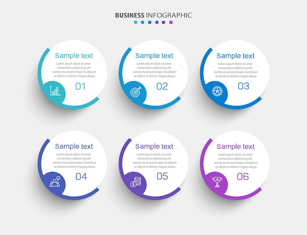 plantilla de diseño vectorial de infografía de negocios con 6 pasos o procesos de opciones