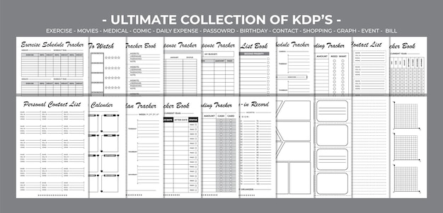 Plantilla de diseño vectorial de KDP Ultimate Collection Pack imprimible