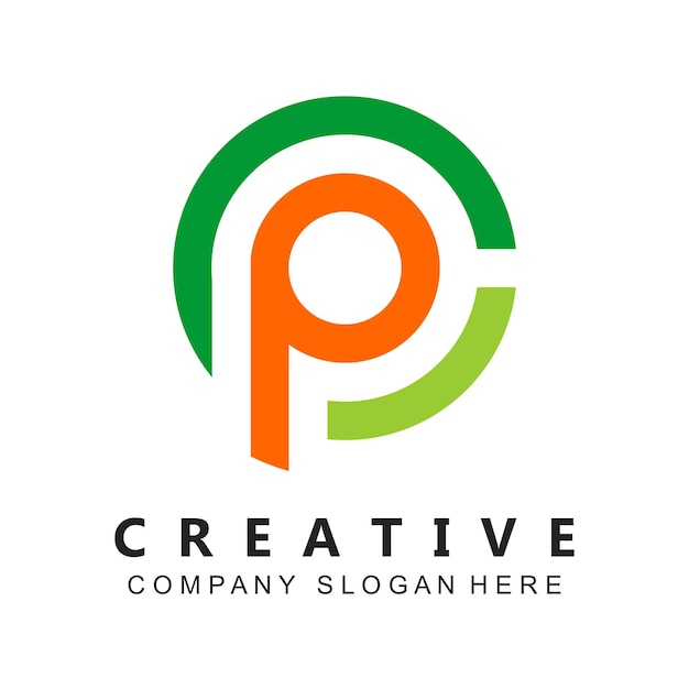 plantilla de diseño vectorial de la letra inicial cp del logotipo o del logotipo pc