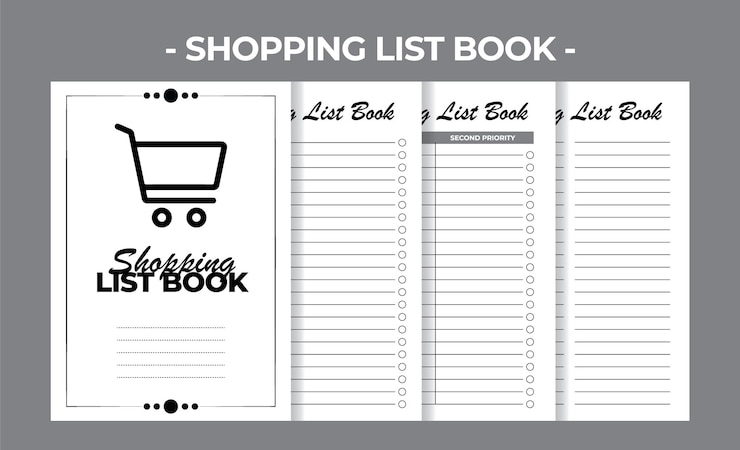 Vector plantilla de diseño vectorial de libro de lista de compras kdp imprimible