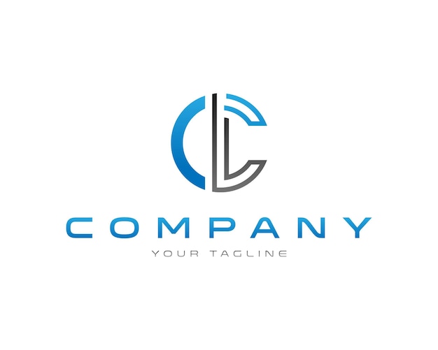 Plantilla de diseño vectorial de línea de círculo con la letra inicial CL o el logotipo LC