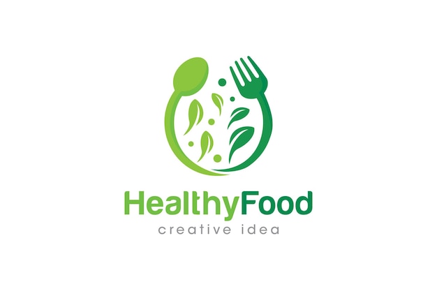 Plantilla de diseño vectorial de logotipo de alimentos saludables creativos