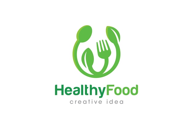 Plantilla de diseño vectorial de logotipo de alimentos saludables creativos