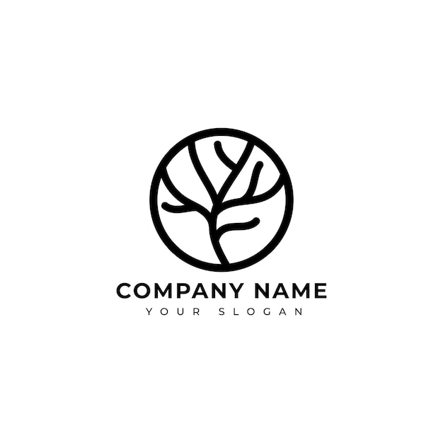 plantilla de diseño vectorial de logotipo de árbol simple y moderno