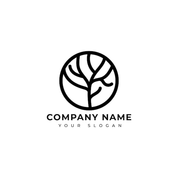 plantilla de diseño vectorial de logotipo de árbol simple y moderno