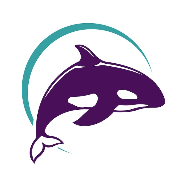 plantilla de diseño vectorial del logotipo de la ballena orca con fondo blanco