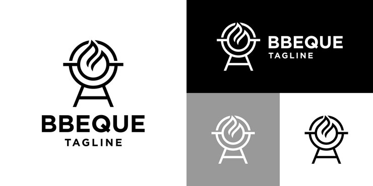 Plantilla de diseño vectorial del logotipo de barbacoa Equipo de comida para fiestas de parrilla Símbolo de icono EPS 10
