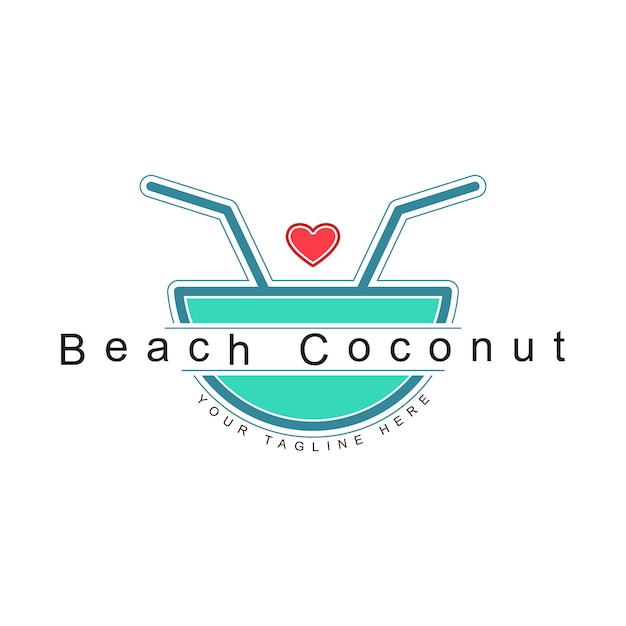 plantilla de diseño vectorial de logotipo de coco de playa abstracto
