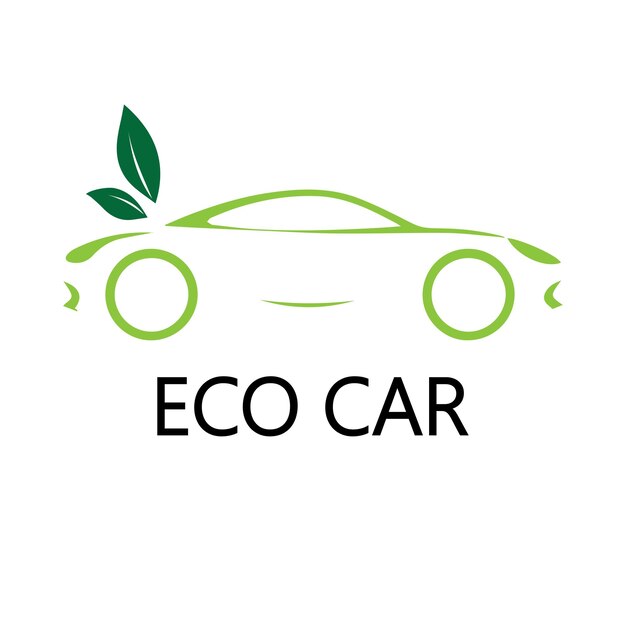 plantilla de diseño vectorial del logotipo ecoicon de automóviles y tecnología de automóviles verdes eléctricos