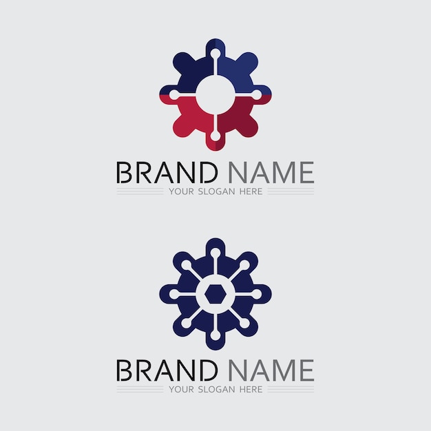 plantilla de diseño vectorial de logotipo de engranajes técnicos Tecnología Plantilla de diseño de logotipo vectorial diseño de emblema concepto icono de símbolo creativo