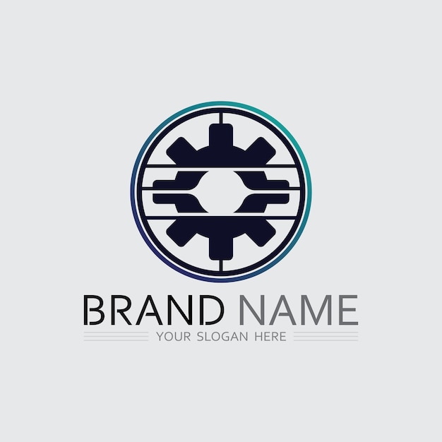 plantilla de diseño vectorial de logotipo de engranajes técnicos Tecnología Plantilla de diseño de logotipo vectorial diseño de emblema concepto icono de símbolo creativo