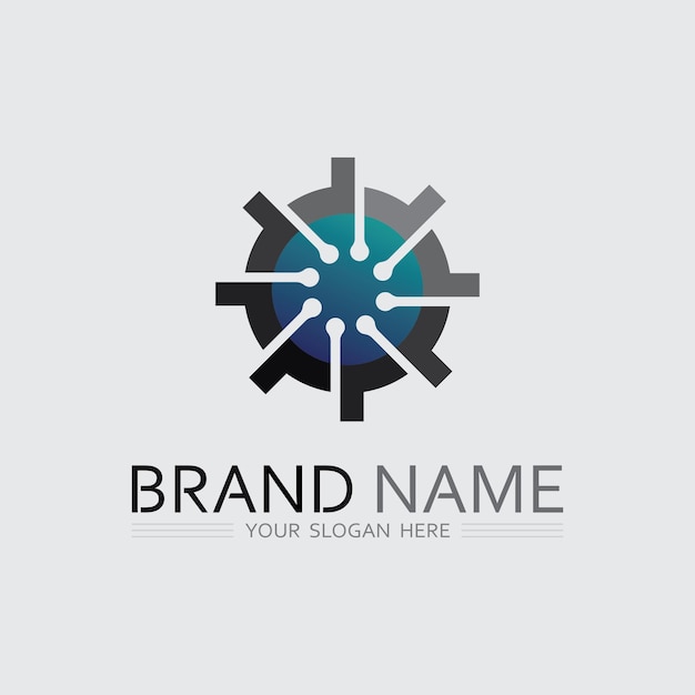 plantilla de diseño vectorial de logotipo de engranajes técnicos Tecnología Plantilla de diseño de logotipo vectorial diseño de emblema concepto icono de símbolo creativo