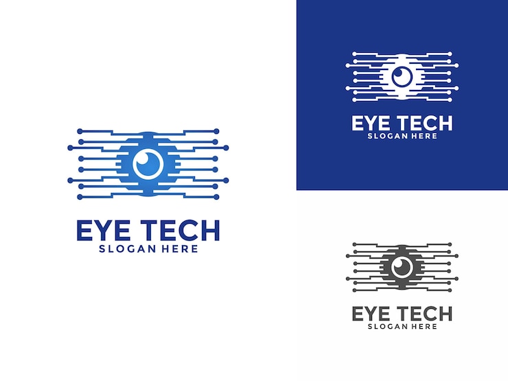Vector plantilla de diseño vectorial de logotipo de eye tech circuito moderno con icono de logotipo eye visión concepto de diseño de logotipo futurista
