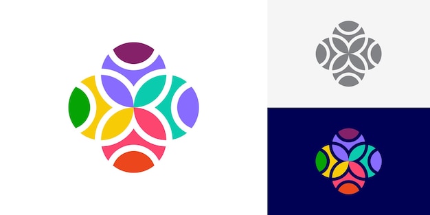 plantilla de diseño vectorial de logotipo de flores abstractas creativas