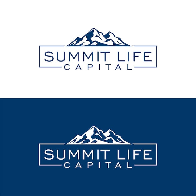plantilla de diseño vectorial de logotipo de montaña plana