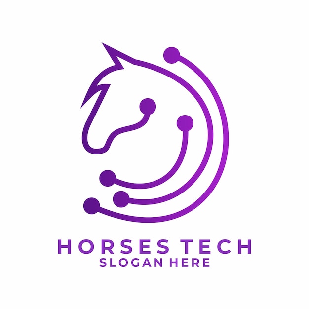 plantilla de diseño vectorial del logotipo de la red Horse line identidad del logotipo Horse Tech