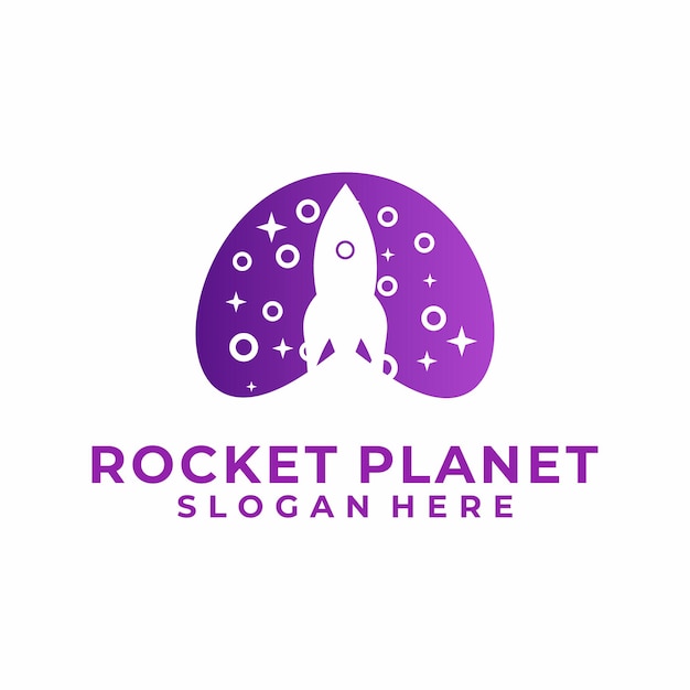 plantilla de diseño vectorial del logotipo de Rocket Galaxy Inspiraciones para el logotipo de lanzamiento de cohetes